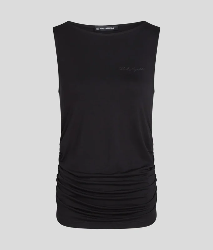 TOP CON CUELLO BARCO Y FRUNCIDOS TOP CON CUELLO BARCO Y FRUNCIDOS