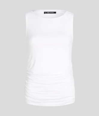 TOP CON CUELLO BARCO Y FRUNCIDOS