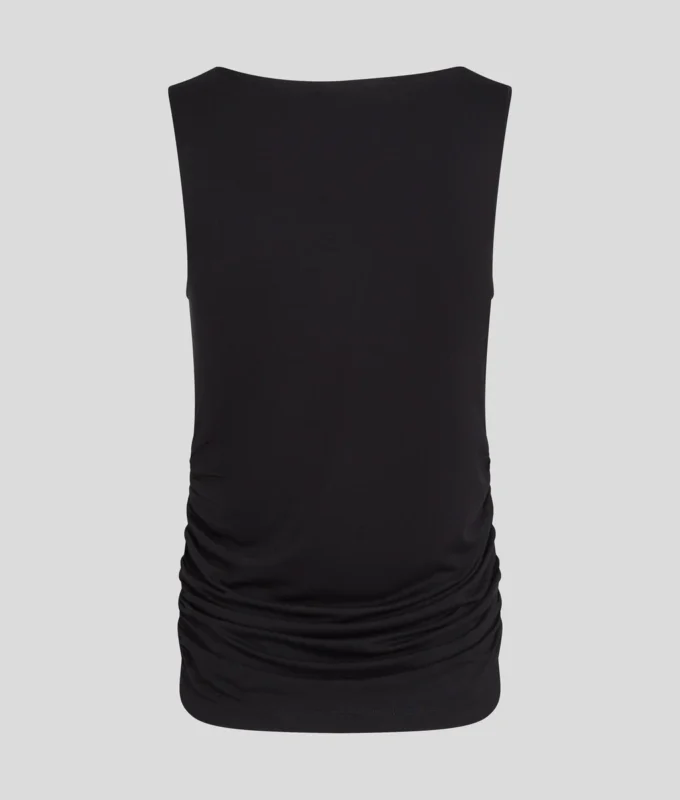 TOP CON CUELLO BARCO Y FRUNCIDOS TOP CON CUELLO BARCO Y FRUNCIDOS