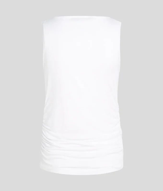 TOP CON CUELLO BARCO Y FRUNCIDOS TOP CON CUELLO BARCO Y FRUNCIDOS