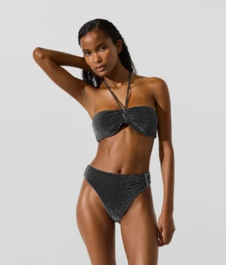 Top de bikini bandeau metalizado