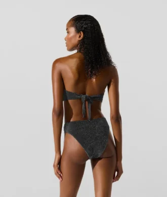 Top de bikini bandeau metalizado