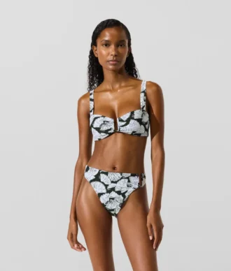 Top de bikini con estampado de abanicos