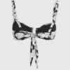 Top de bikini con estampado de abanicos