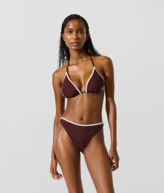 Top de bikini triangular festoneado