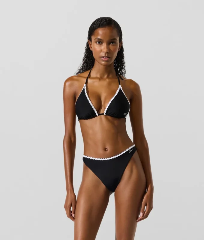 Top de bikini triangular festoneado Top de bikini triangular festoneado