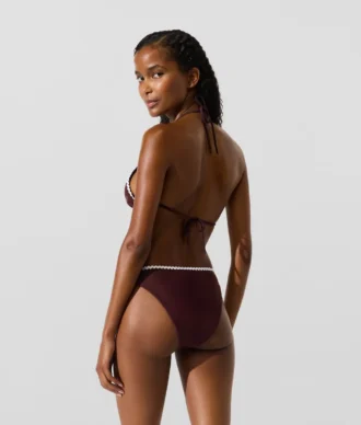 Top de bikini triangular festoneado