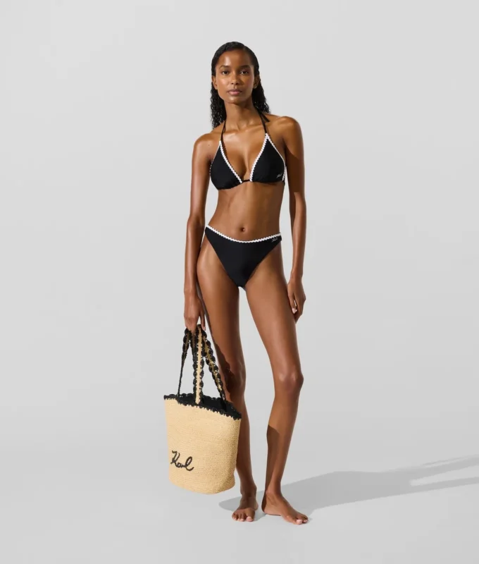 Top de bikini triangular festoneado Top de bikini triangular festoneado