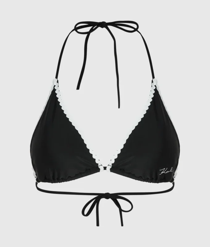 Top de bikini triangular festoneado Top de bikini triangular festoneado