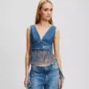 TOP DE DENIM CON FRANJAS TOP DE DENIM CON FRANJAS