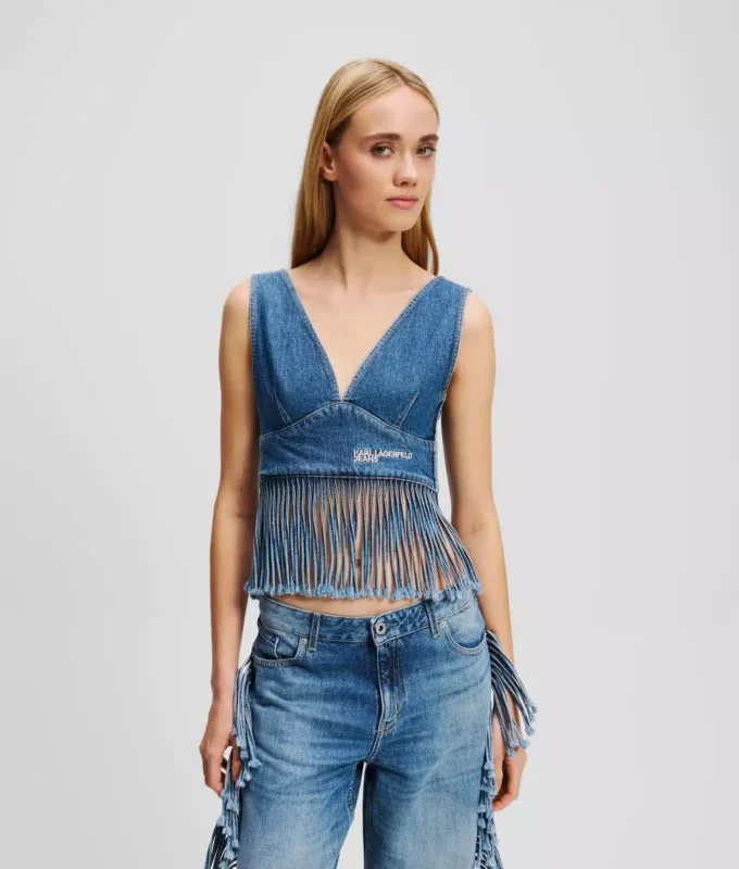 TOP DE DENIM CON FRANJAS TOP DE DENIM CON FRANJAS