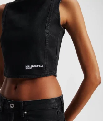 TOP DE DENIM RECUBIERTO TOP DE DENIM RECUBIERTO