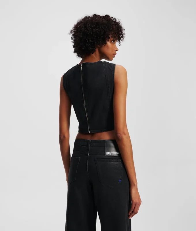TOP DE DENIM RECUBIERTO TOP DE DENIM RECUBIERTO
