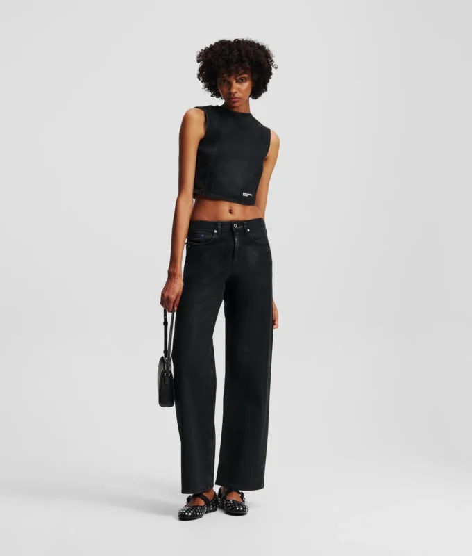 TOP DE DENIM RECUBIERTO TOP DE DENIM RECUBIERTO