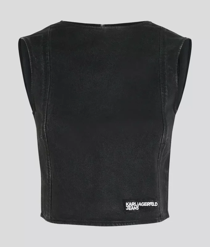 TOP DE DENIM RECUBIERTO TOP DE DENIM RECUBIERTO