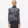 Top de malla con estampado integral Top de malla con estampado integral