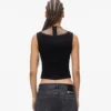 Top de malla con pedrería y cuello en V Top de malla con pedrería y cuello en V