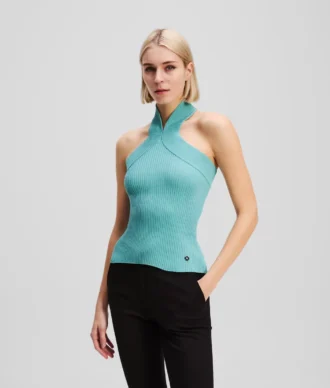 TOP DE PUNTO CON CUELLO HALTER TOP DE PUNTO CON CUELLO HALTER