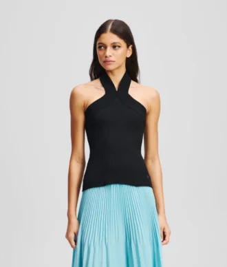 TOP DE PUNTO CON CUELLO HALTER TOP DE PUNTO CON CUELLO HALTER