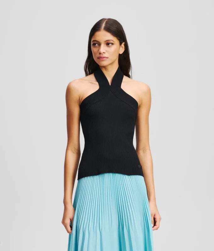 TOP DE PUNTO CON CUELLO HALTER TOP DE PUNTO CON CUELLO HALTER