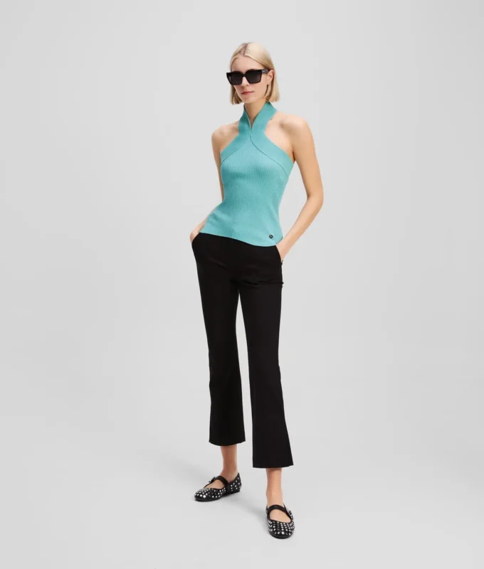 TOP DE PUNTO CON CUELLO HALTER TOP DE PUNTO CON CUELLO HALTER