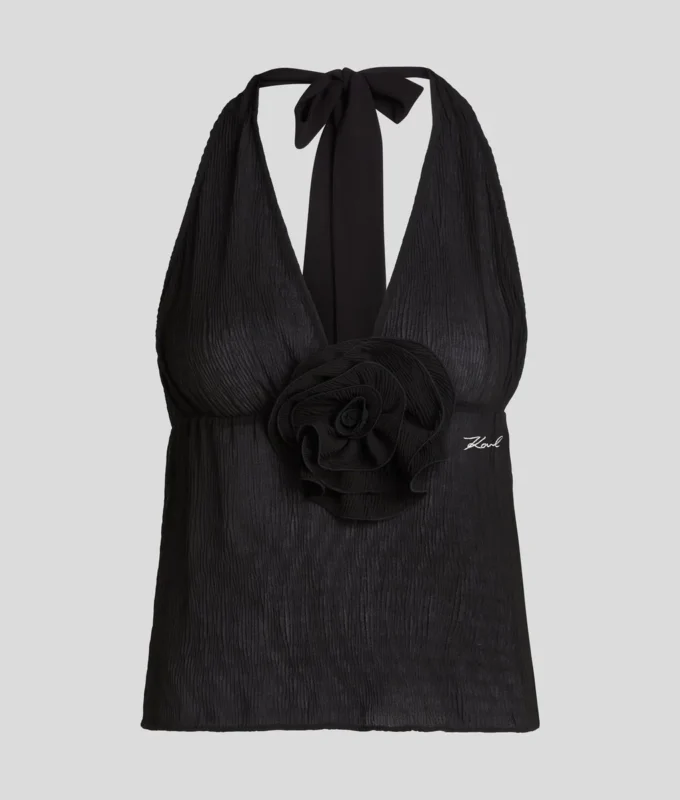 TOP HALTER PLISADO CON FLORES TOP HALTER PLISADO CON FLORES