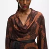 Vestido caftán con estampado de abanicos Vestido caftán con estampado de abanicos