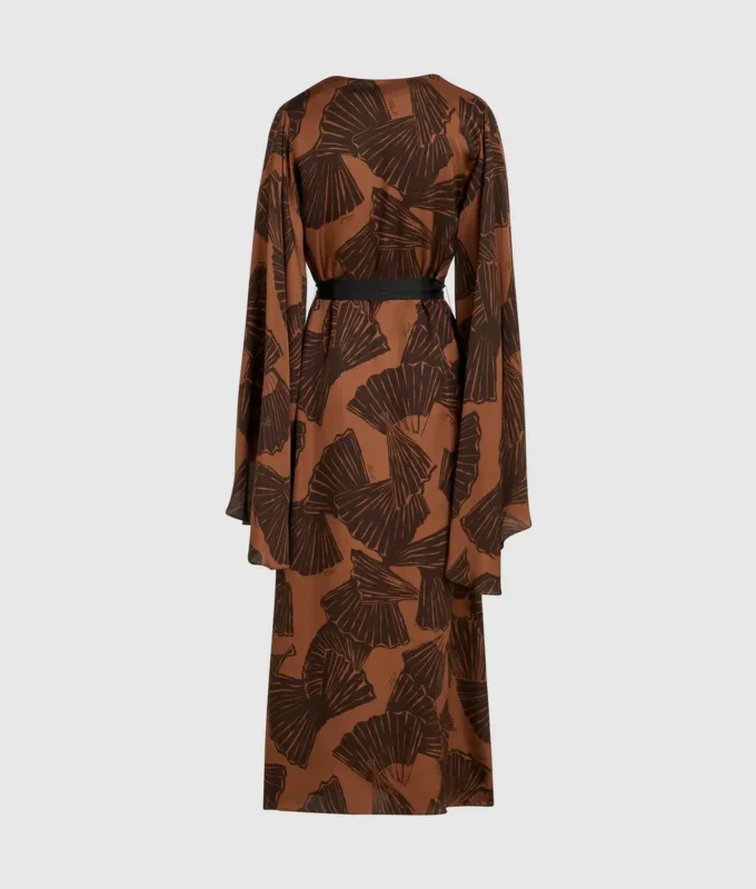 Vestido caftán con estampado de abanicos Vestido caftán con estampado de abanicos