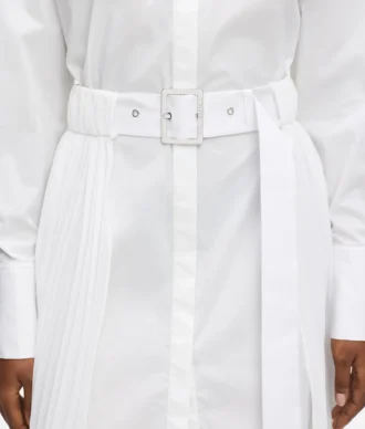 Vestido camisero con paneles plisados