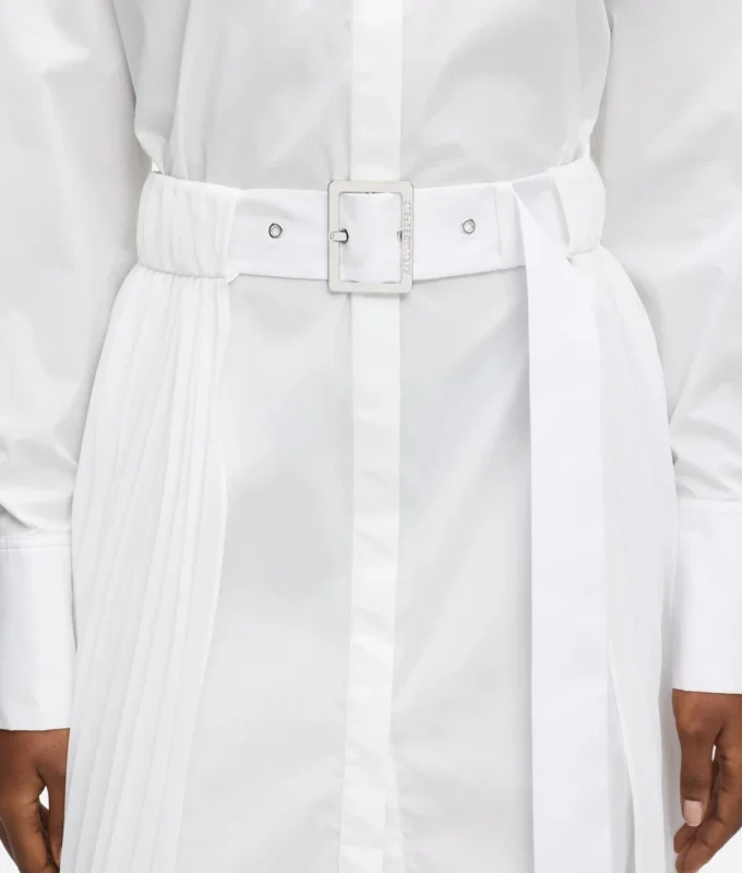 Vestido camisero con paneles plisados Vestido camisero con paneles plisados