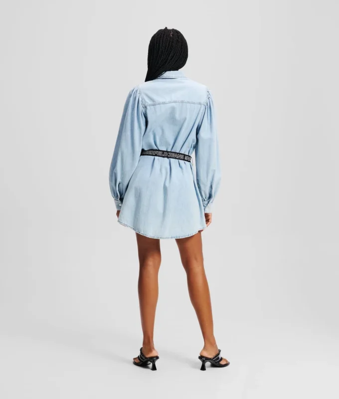VESTIDO CAMISERO DE DENIM CON MANGAS ABULLONADAS VESTIDO CAMISERO DE DENIM CON MANGAS ABULLONADAS
