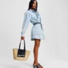 VESTIDO CAMISERO DE DENIM CON MANGAS ABULLONADAS VESTIDO CAMISERO DE DENIM CON MANGAS ABULLONADAS
