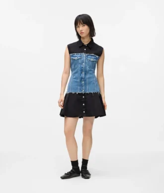 Vestido con corpiño de denim