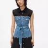 Vestido con corpiño de denim Vestido con corpiño de denim