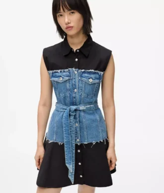 Vestido con corpiño de denim
