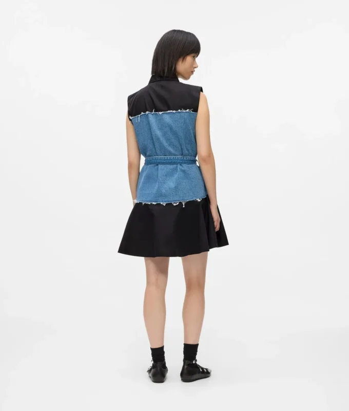 Vestido con corpiño de denim Vestido con corpiño de denim