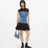 Vestido con corpiño de denim Vestido con corpiño de denim