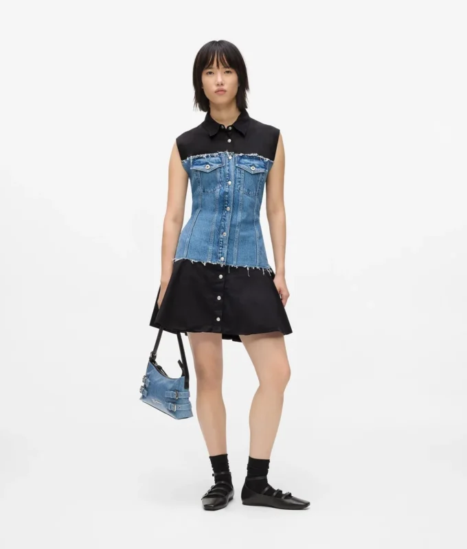 Vestido con corpiño de denim Vestido con corpiño de denim