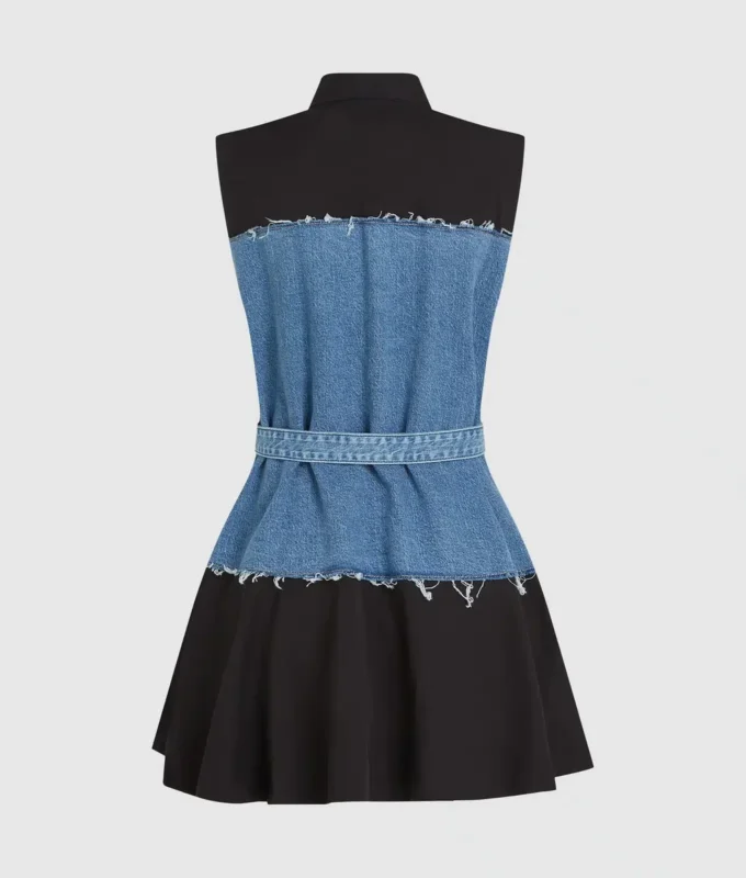 Vestido con corpiño de denim Vestido con corpiño de denim