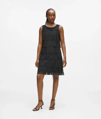 Vestido con flecos de piel sintética