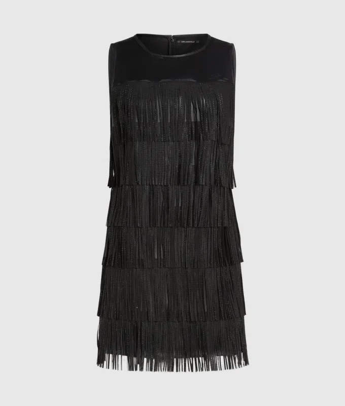 Vestido con flecos de piel sintética Vestido con flecos de piel sintética