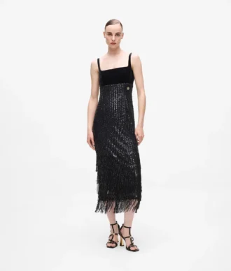 Vestido con flecos y lentejuelas Vestido con flecos y lentejuelas