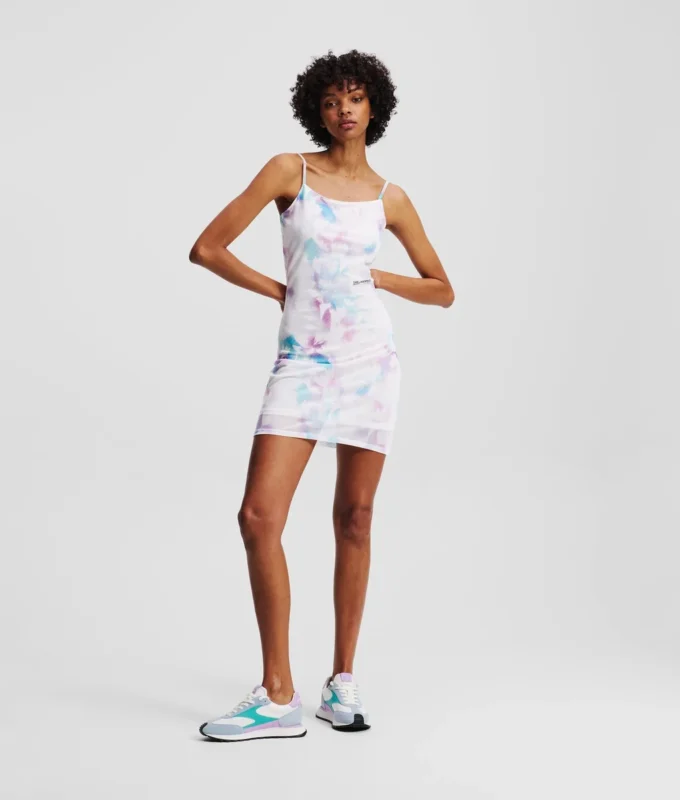 VESTIDO DE MALLA CON ESTAMPADO FLORAL VESTIDO DE MALLA CON ESTAMPADO FLORAL