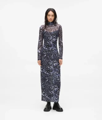 Vestido de malla con estampado integral