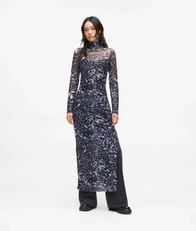 Vestido de malla con estampado integral Vestido de malla con estampado integral