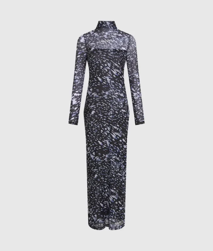 Vestido de malla con estampado integral Vestido de malla con estampado integral