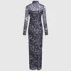Vestido de malla con estampado integral Vestido de malla con estampado integral