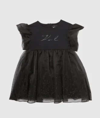 Vestido de malla con pedrería para bebé