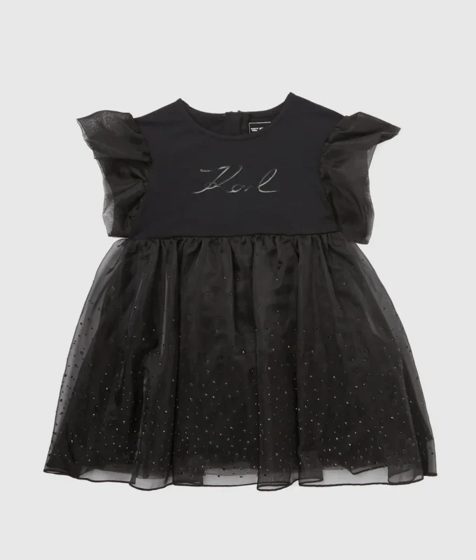 Vestido de malla con pedrería para bebé Vestido de malla con pedrería para bebé