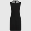 Vestido de malla con pedrería y cuello en V Vestido de malla con pedrería y cuello en V